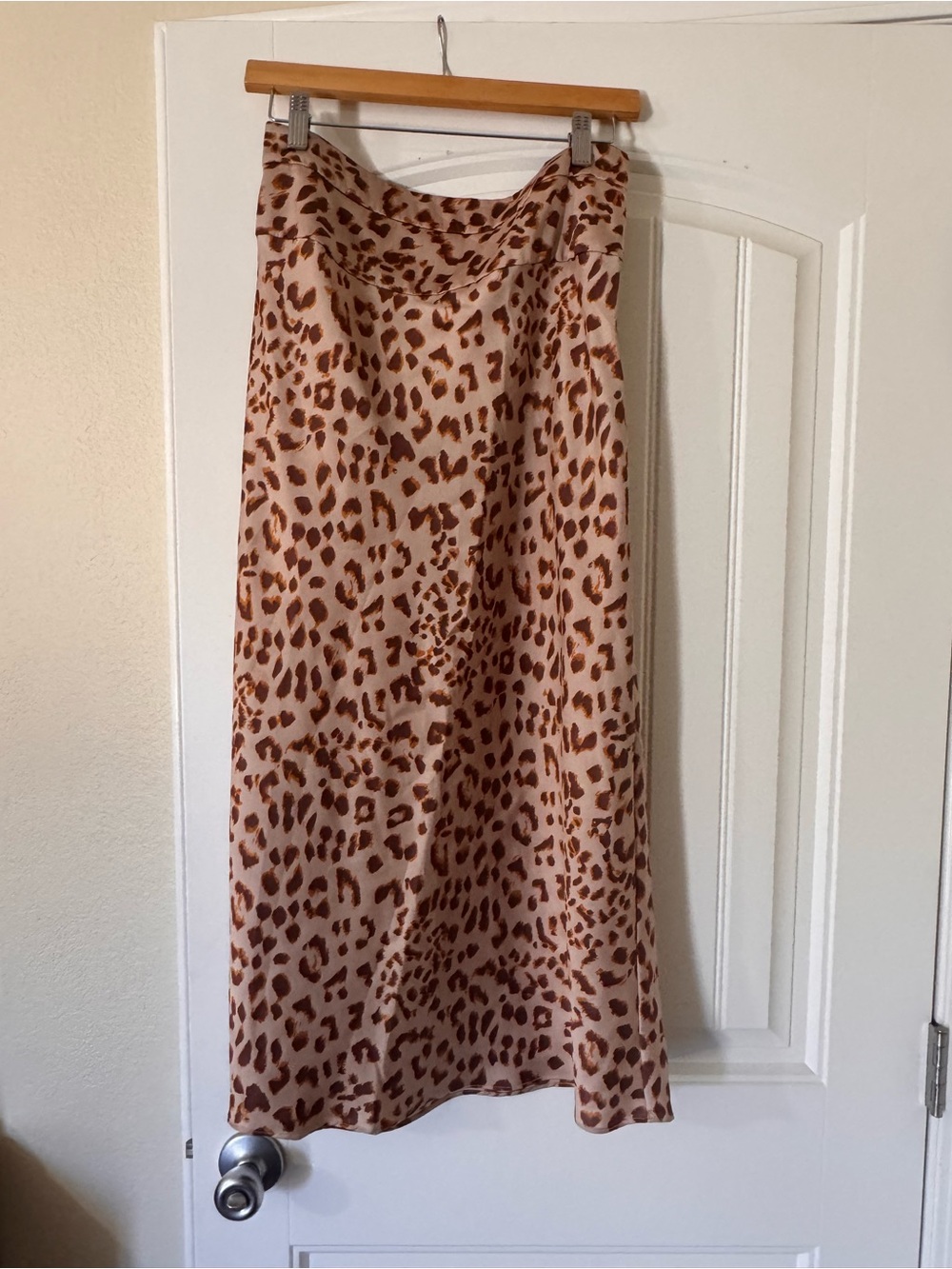 Free people Leopard Print Satin Midi Skirt - Beige & Brown